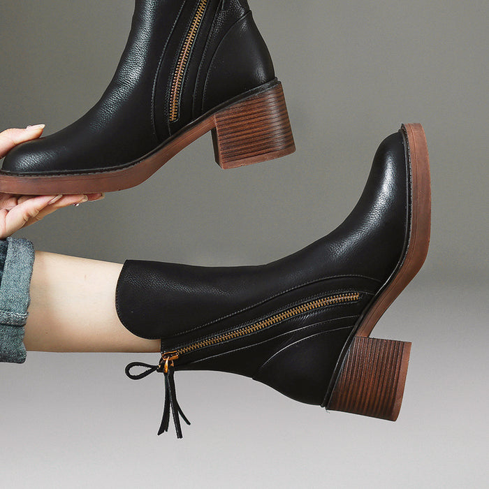 Hedda™ | Stiefelette mit Blockabsatz und seitlichem Reißverschluss