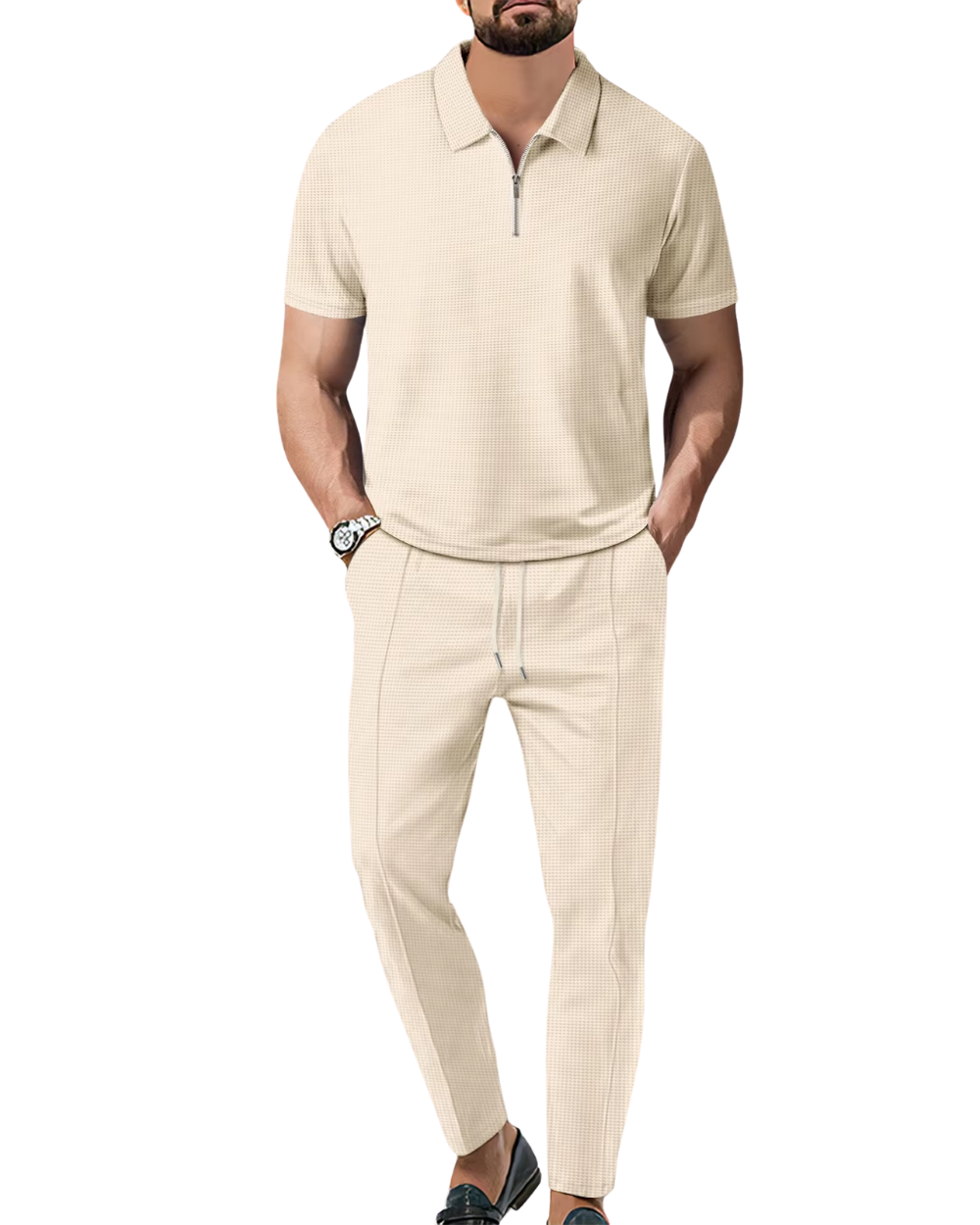 2-teiliges Zip-Polo-Set