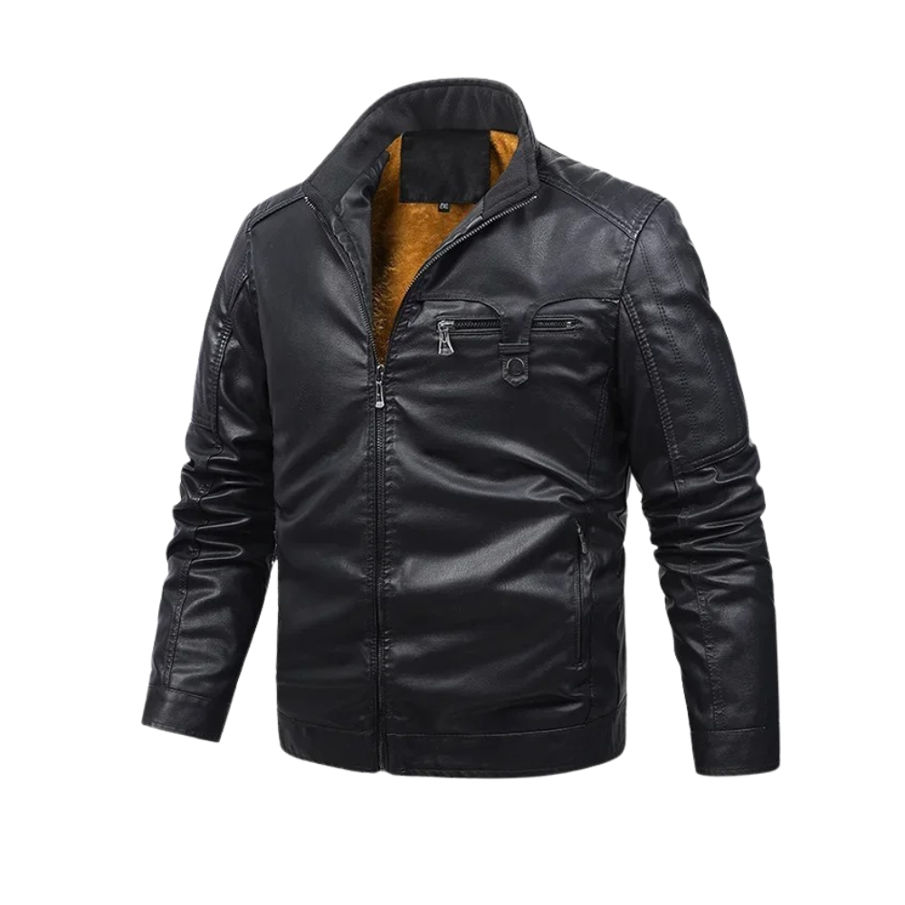 Retro Fleece-Gefütterte Lederjacke