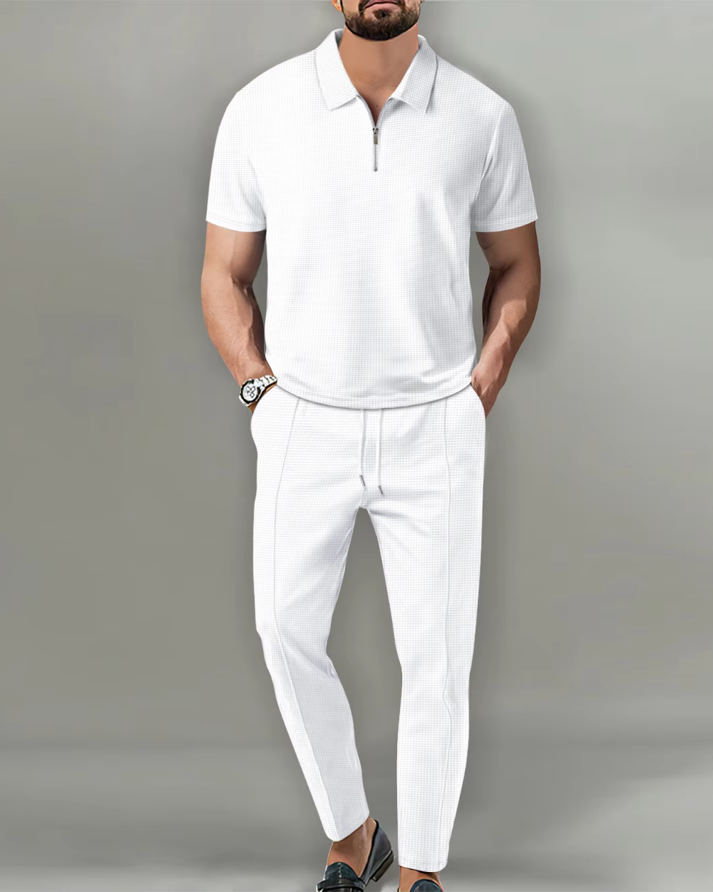 2-teiliges Zip-Polo-Set