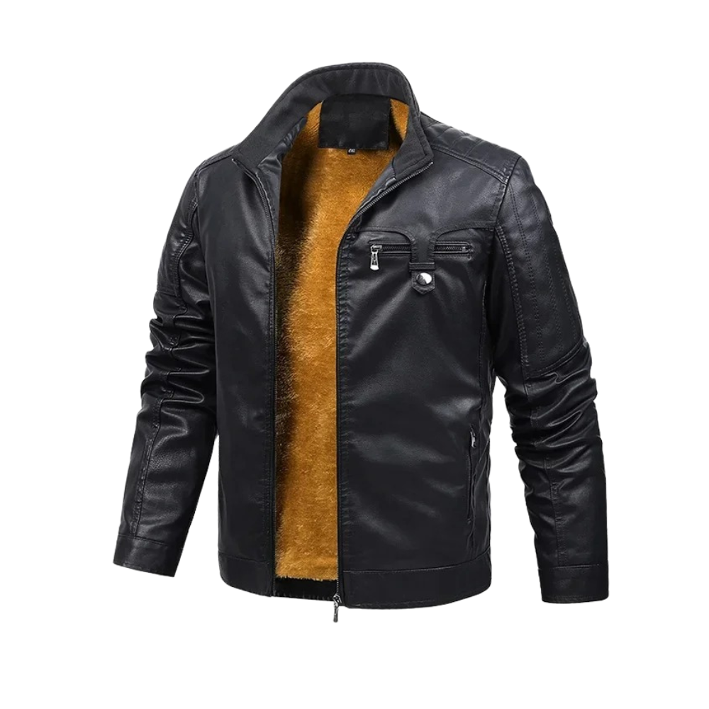Retro Fleece-Gefütterte Lederjacke