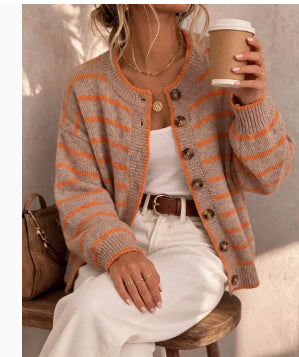 Rieke™ | Gestreifter Cardigan mit Kontrastkante