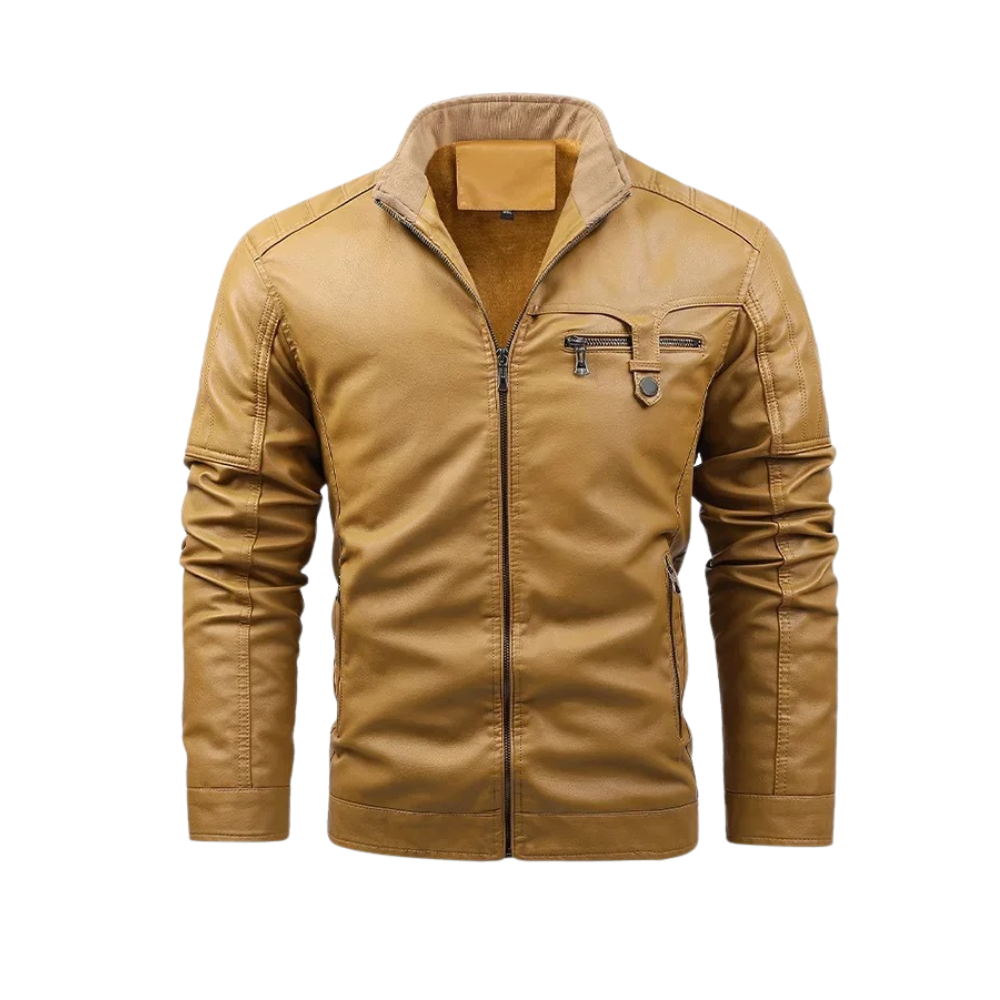 Retro Fleece-Gefütterte Lederjacke