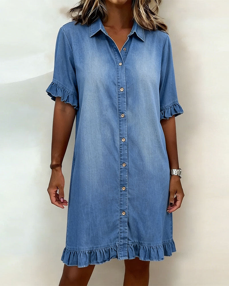 Gerlinde | Bequemes Denim-Kleid mit schmeichelhaften Falten