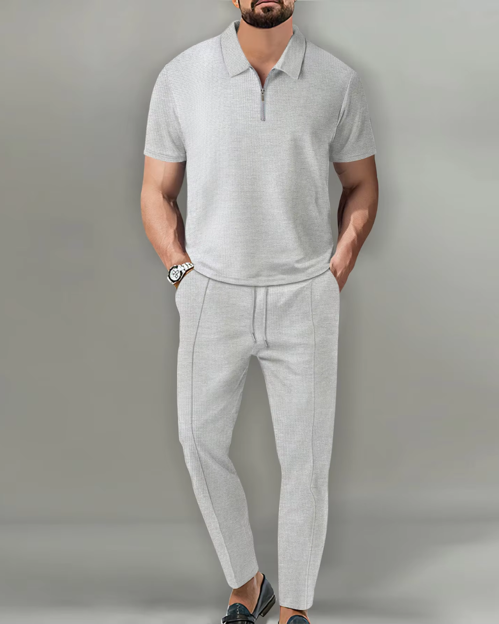 2-teiliges Zip-Polo-Set