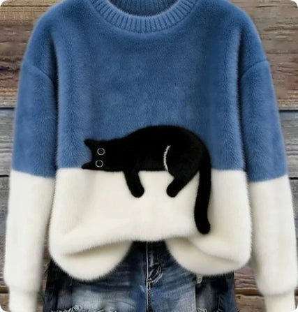 Elke™ | Colorblock-Pullover mit Katzendetail
