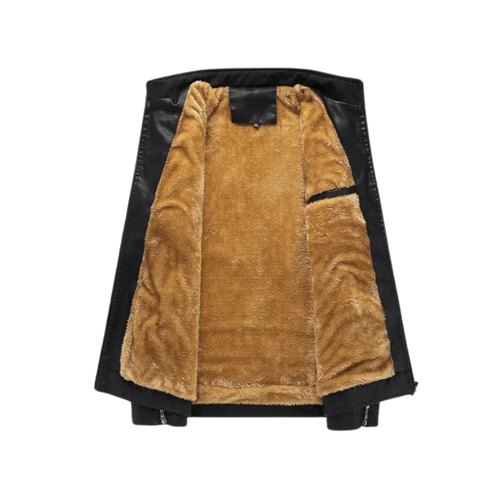 Retro Fleece-Gefütterte Lederjacke