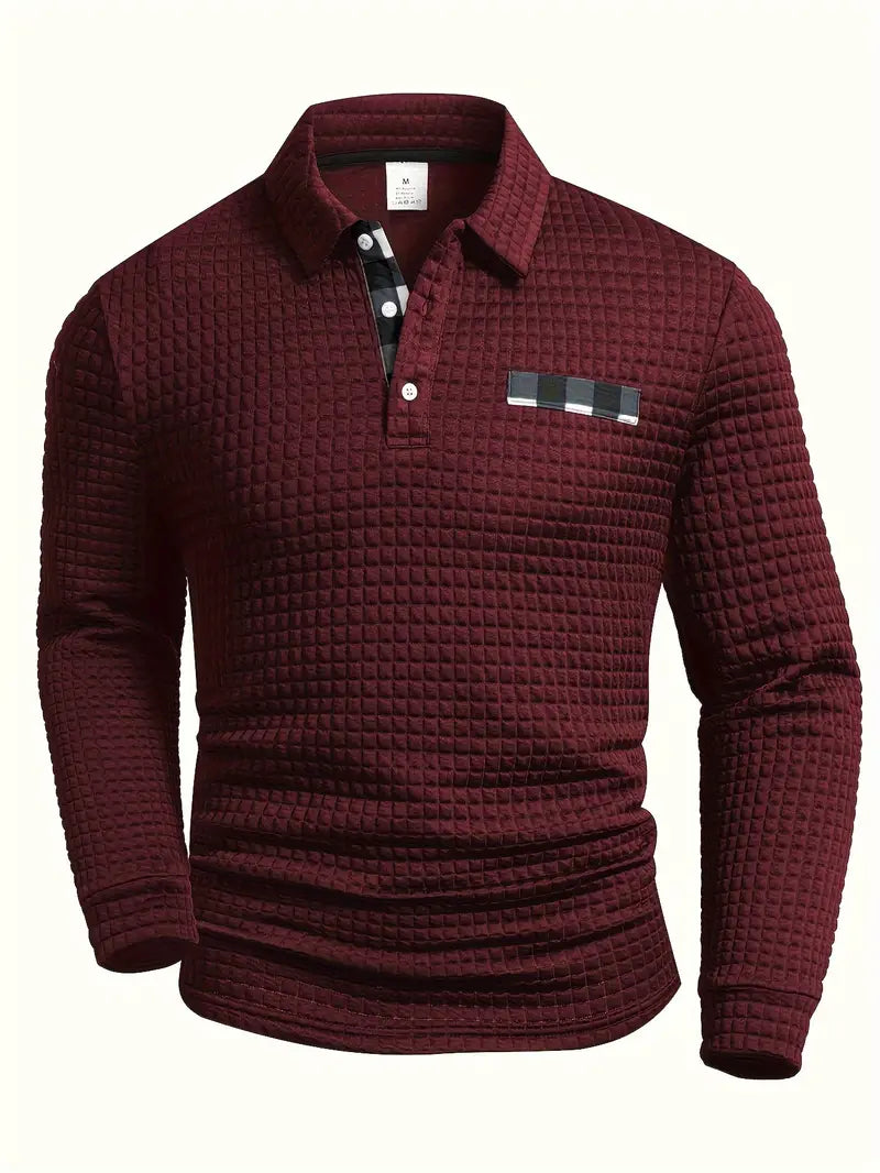 Gerippter Polo-Pullover