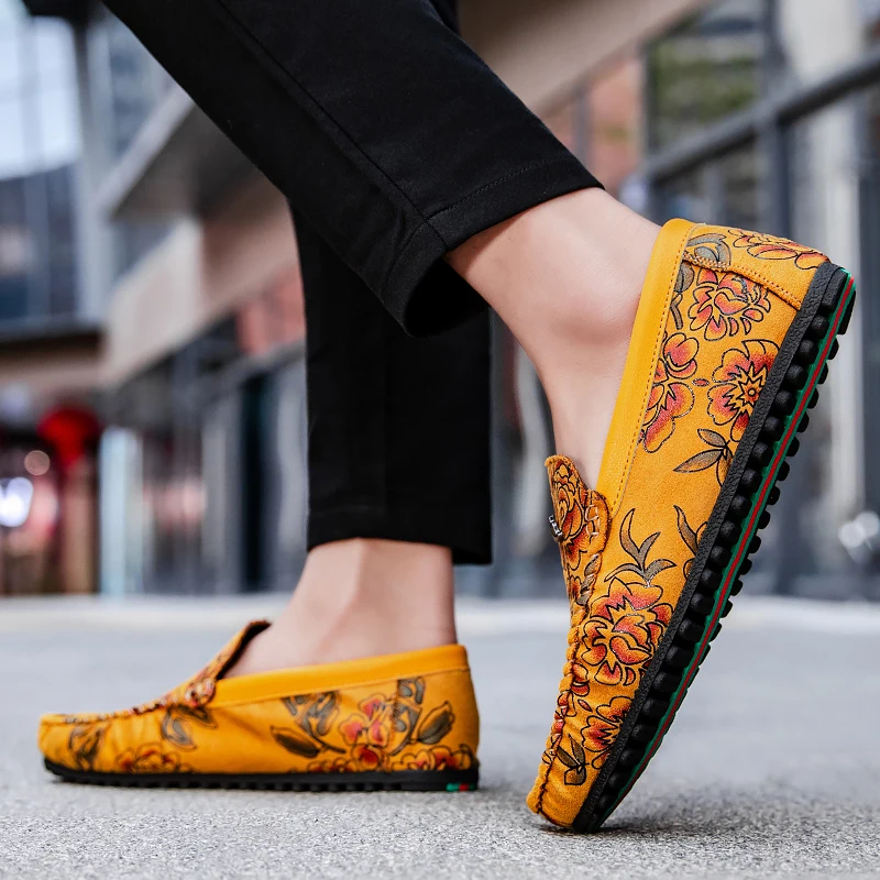 Florale Leder-Loafer