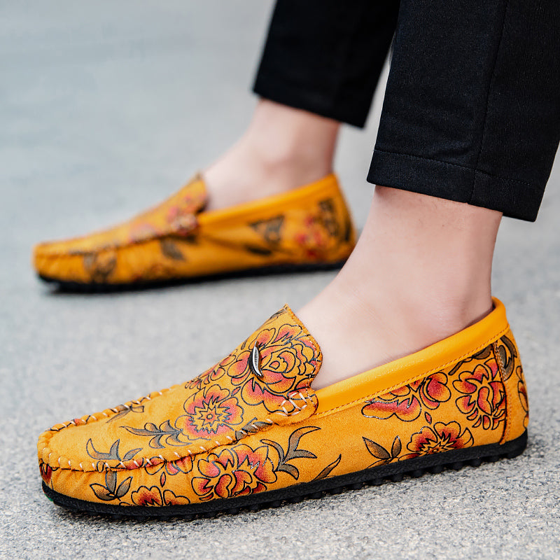 Florale Leder-Loafer