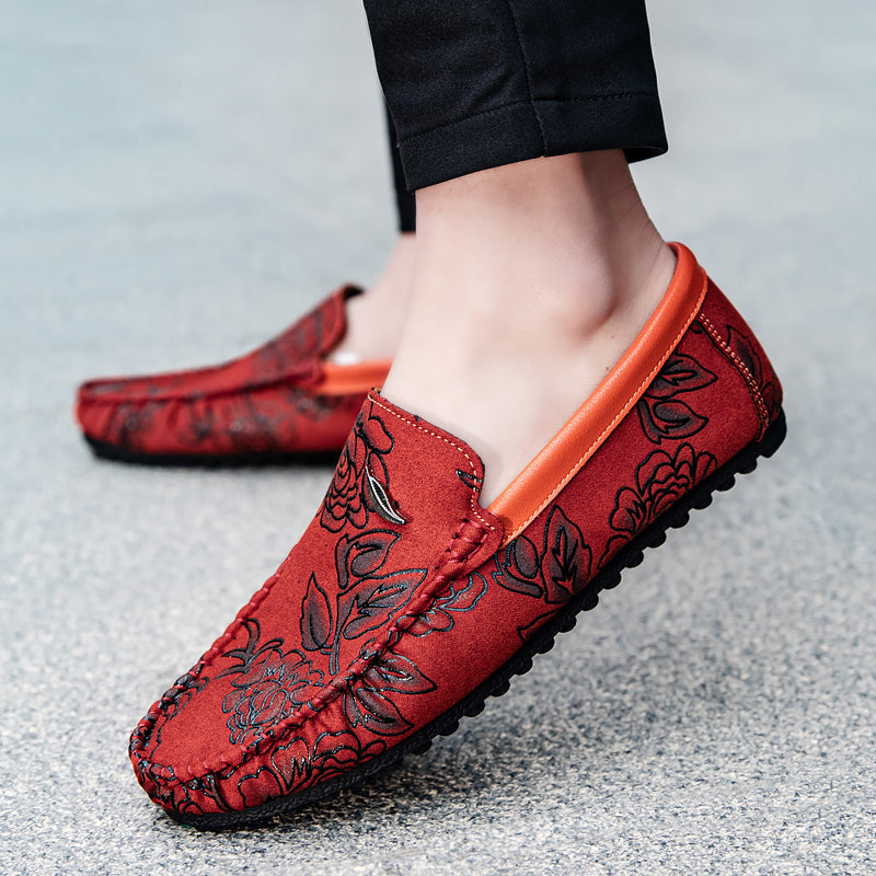 Florale Leder-Loafer