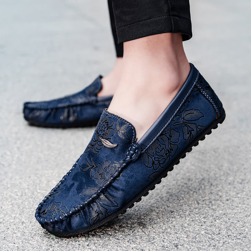 Florale Leder-Loafer