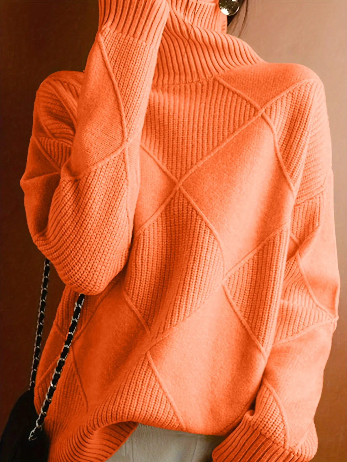 Fenna Rollkragenpullover mit Rautenmuster