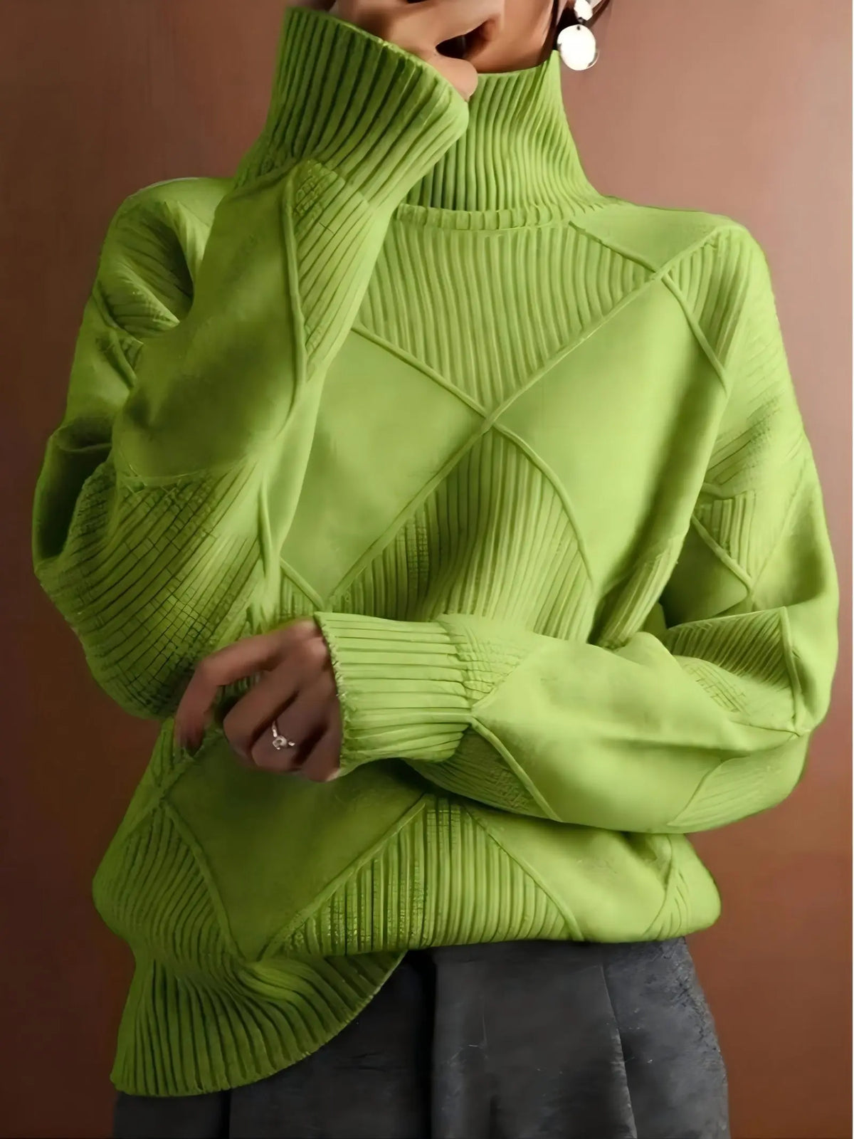 Fenna Rollkragenpullover mit Rautenmuster
