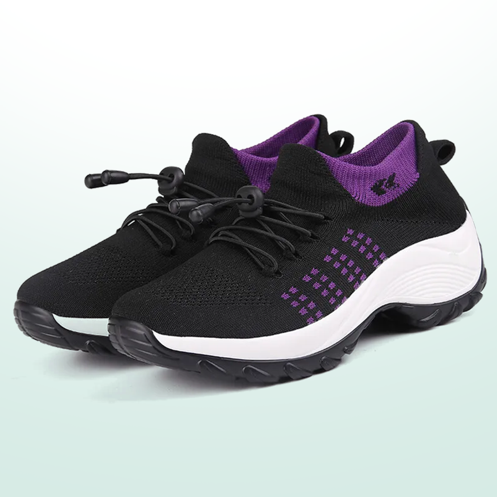 Liliana – Orthopädische Strickschuhe in Lila-Schwarz