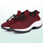 Scarlett – Orthopädische Strickschuhe in Schwarz-Rot