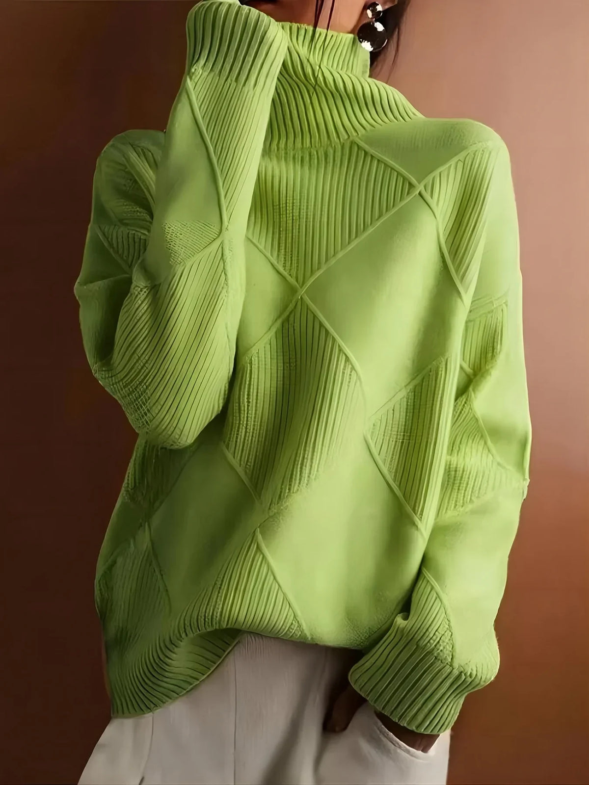 Fenna Rollkragenpullover mit Rautenmuster