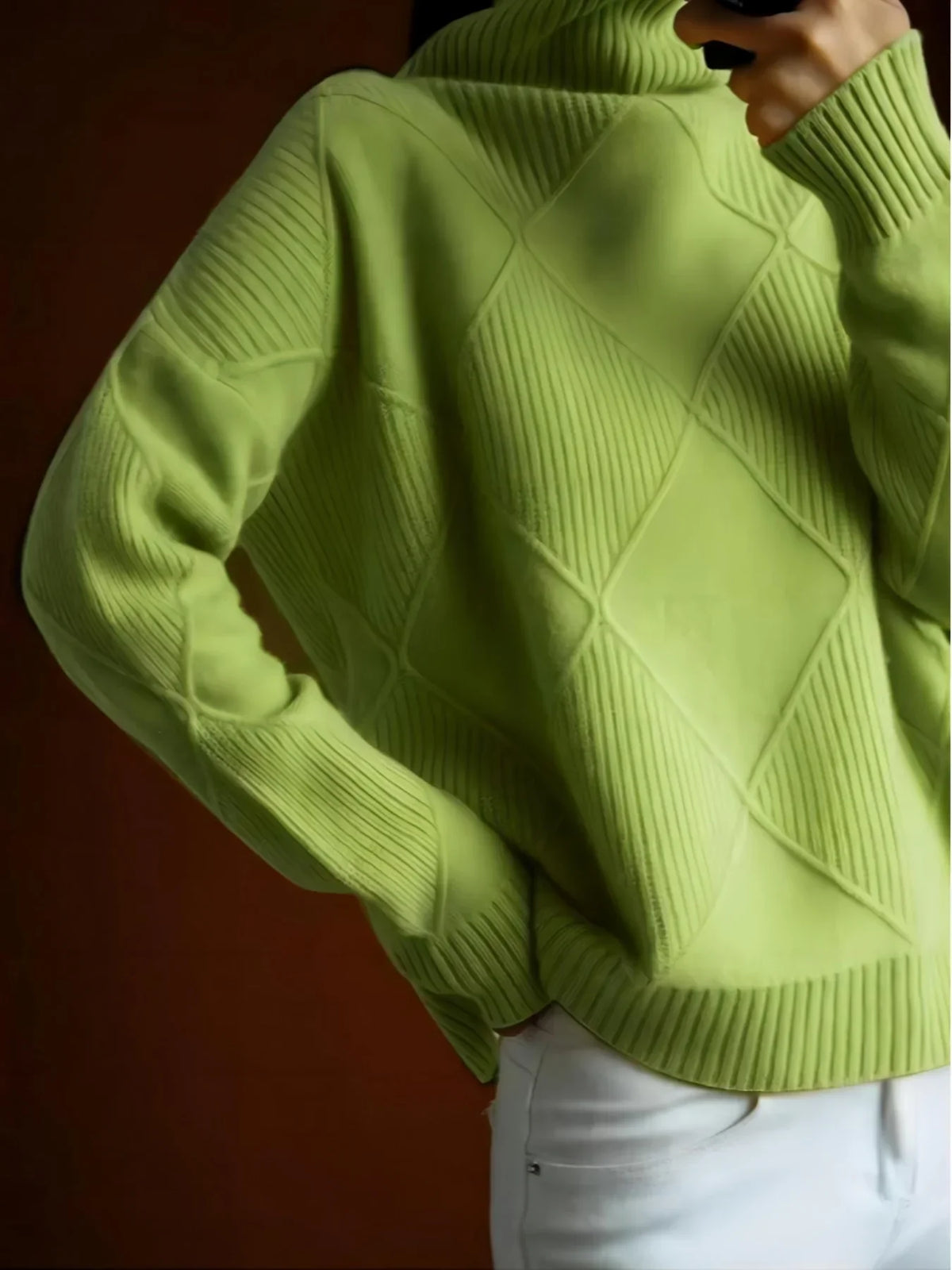 Fenna Rollkragenpullover mit Rautenmuster