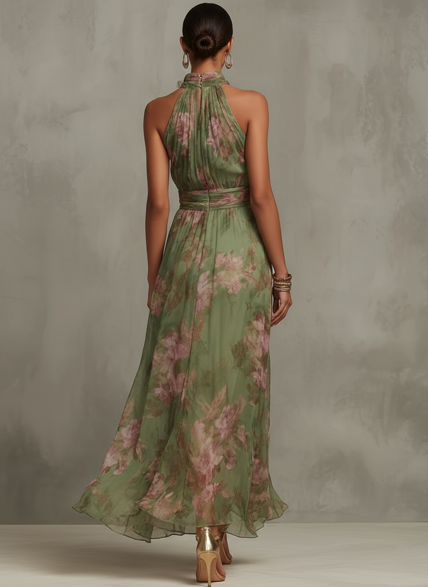 Isara™ | Florales Maxi-Halterkleid für stilvolle Auftritte