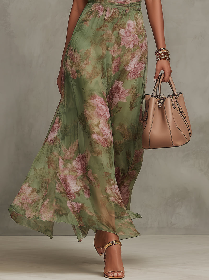 Isara™ | Florales Maxi-Halterkleid für stilvolle Auftritte