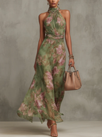 Isara™ | Florales Maxi-Halterkleid für stilvolle Auftritte