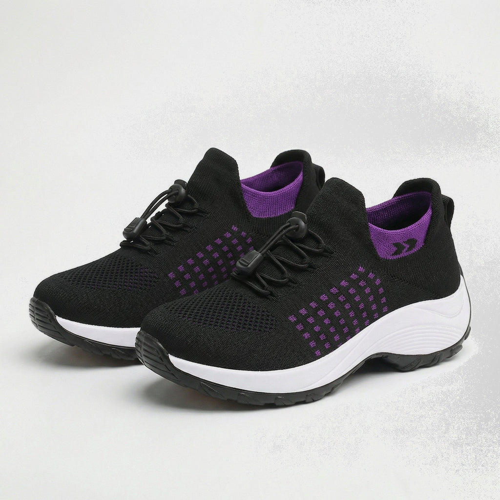 Liliana – Orthopädische Strickschuhe in Lila-Schwarz