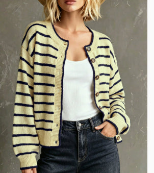 Rieke™ | Gestreifter Cardigan mit Kontrastkante