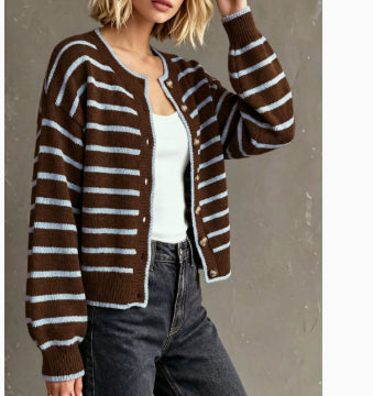 Rieke™ | Gestreifter Cardigan mit Kontrastkante