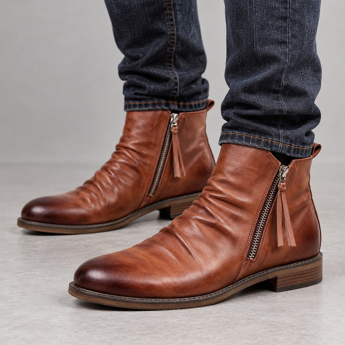 Konrad Herren-Stiefelette mit seitlichem Reißverschluss