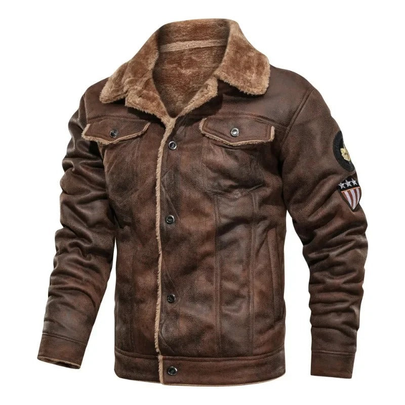 Elegante Warme Fleece-Lederjacke