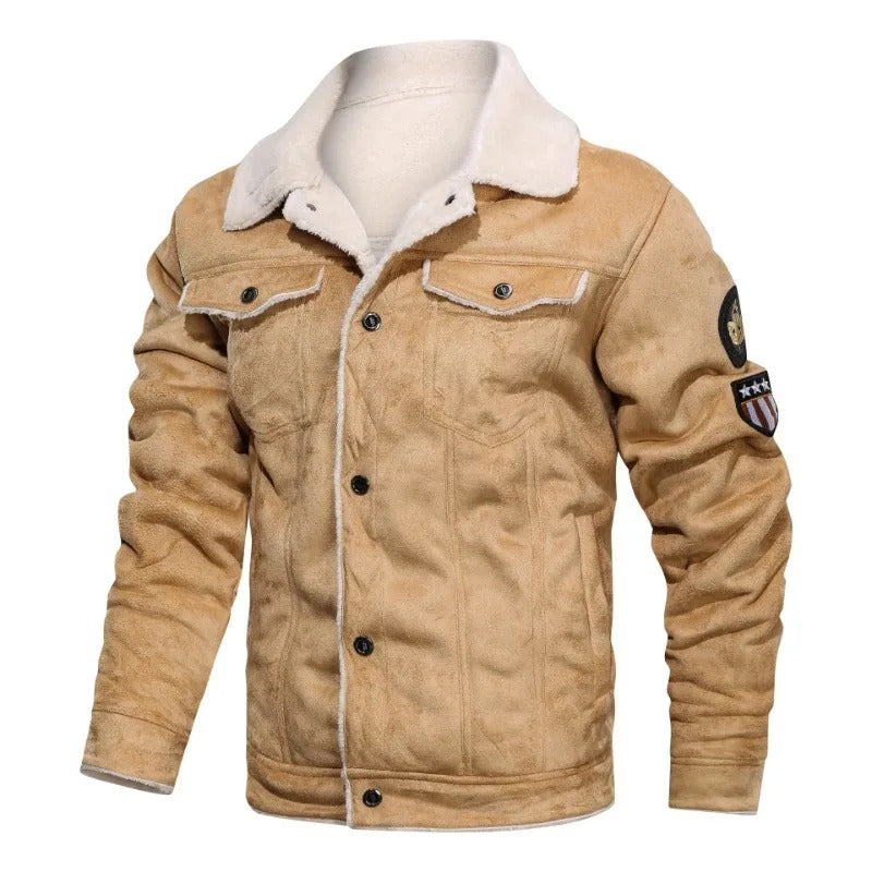 Elegante Warme Fleece-Lederjacke