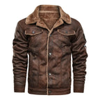 Elegante Warme Fleece-Lederjacke