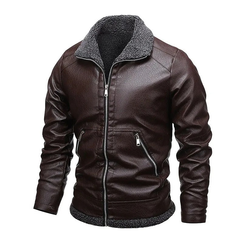 Elegante Fleece-Lederjacke