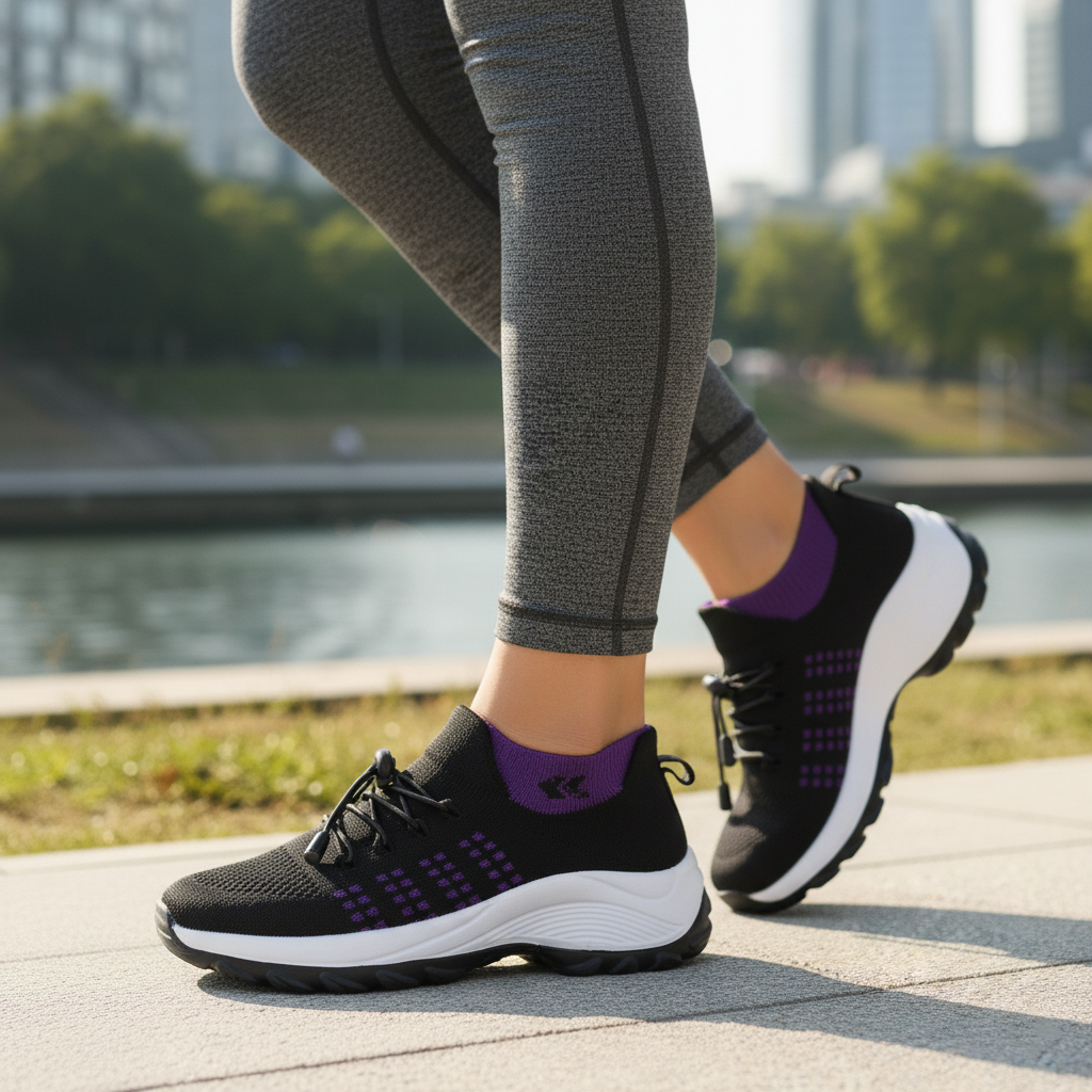 Liliana – Orthopädische Strickschuhe in Lila-Schwarz