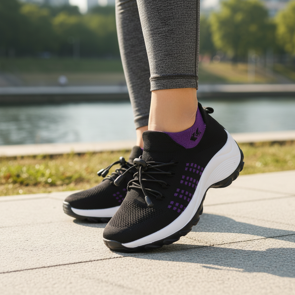Liliana – Orthopädische Strickschuhe in Lila-Schwarz