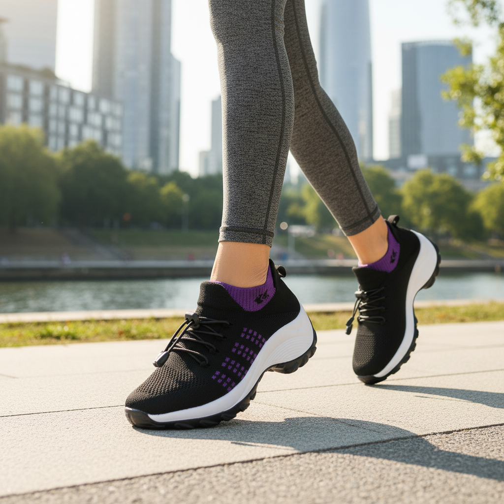 Liliana – Orthopädische Strickschuhe in Lila-Schwarz